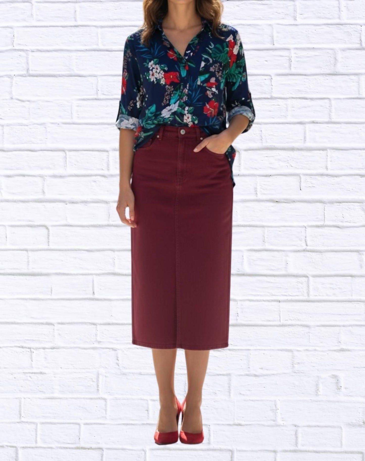 Diva Usa - Tropical Floral Viscose Button-up Shirt