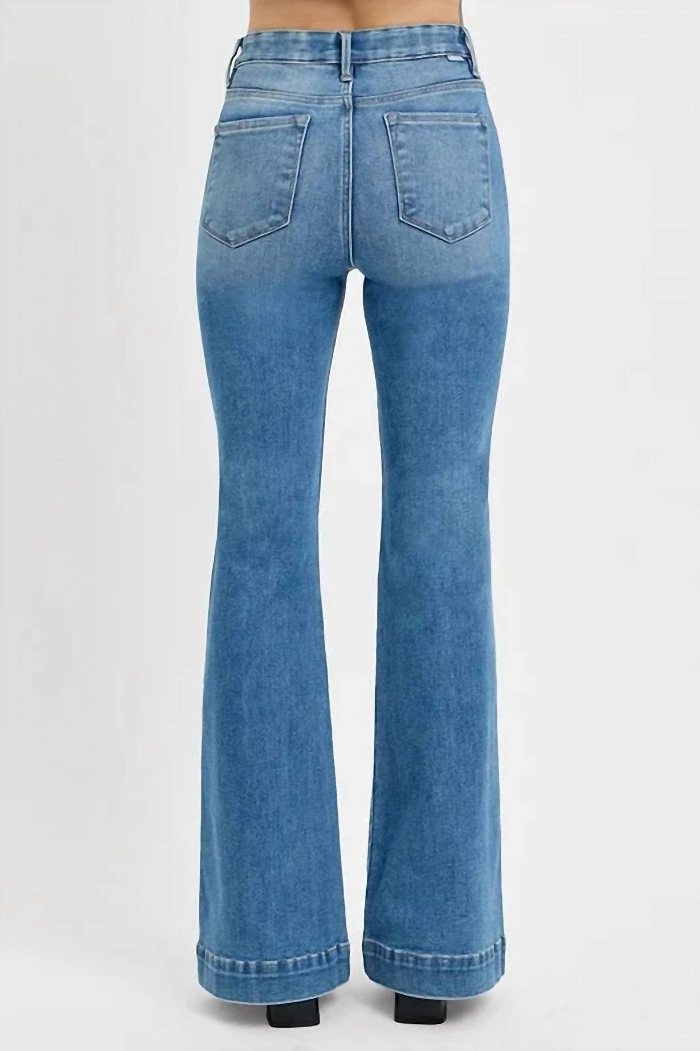 Risen - Full Size Front Patch Pocket Flare Jeans Plus Size