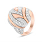 18K Rose and White Gold 1 7/8 Cttw Diamond and Gold Textured Dome Cocktail Ring (F-G Color, VS1-VS2 Clarity) - Size 6.5