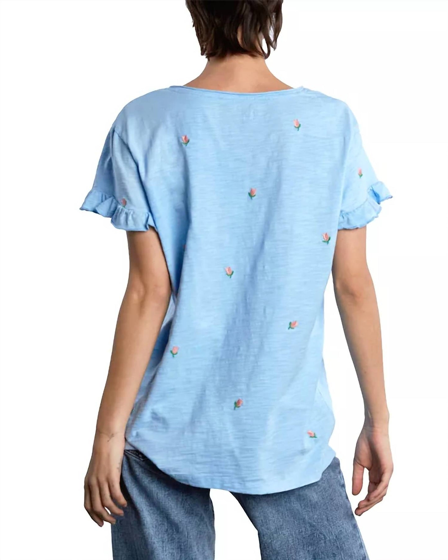 Billy T - Rosey Embroidered Flower Tee