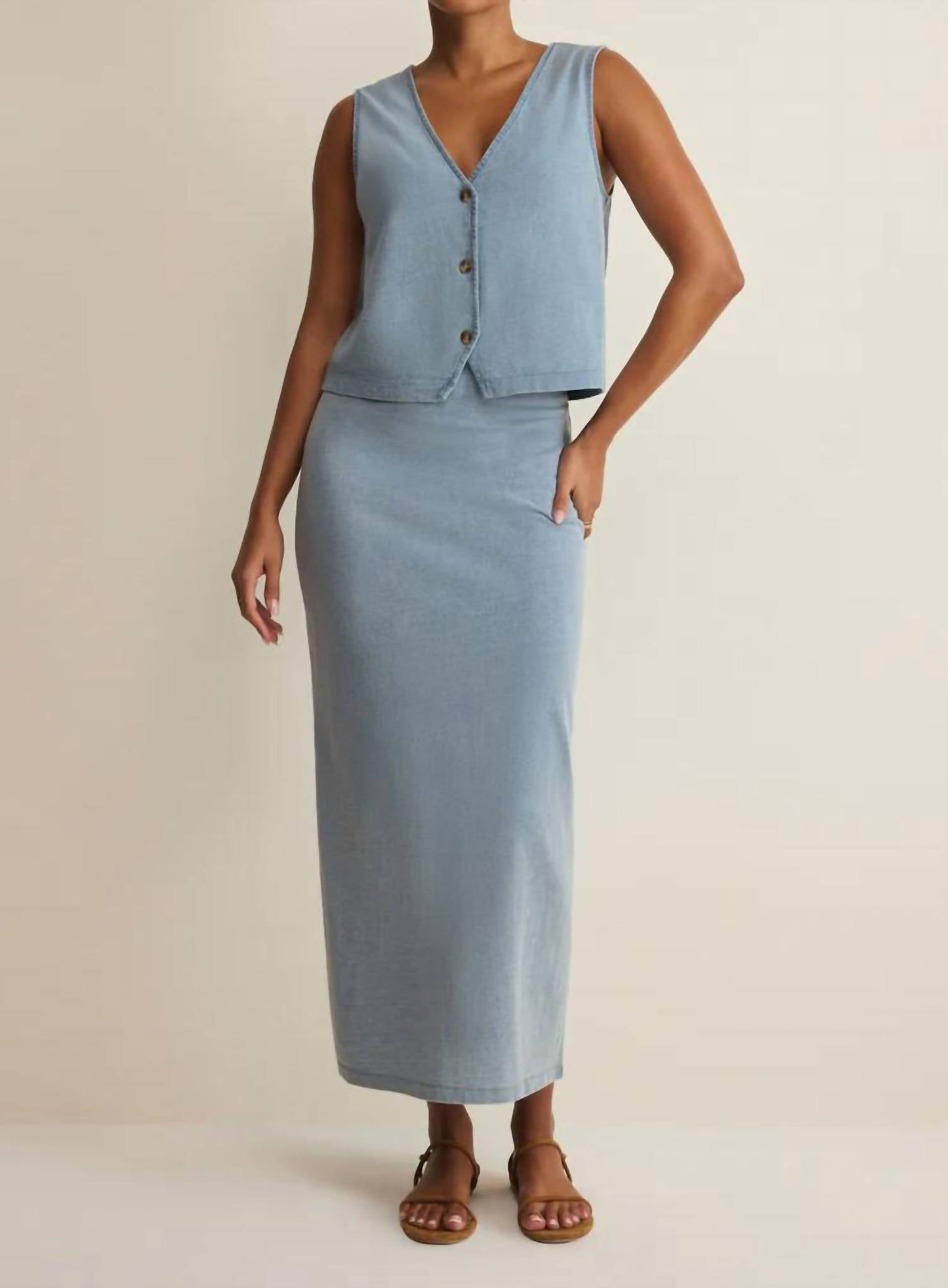 Z Supply - Gail Jersey Denim Midi Skirt