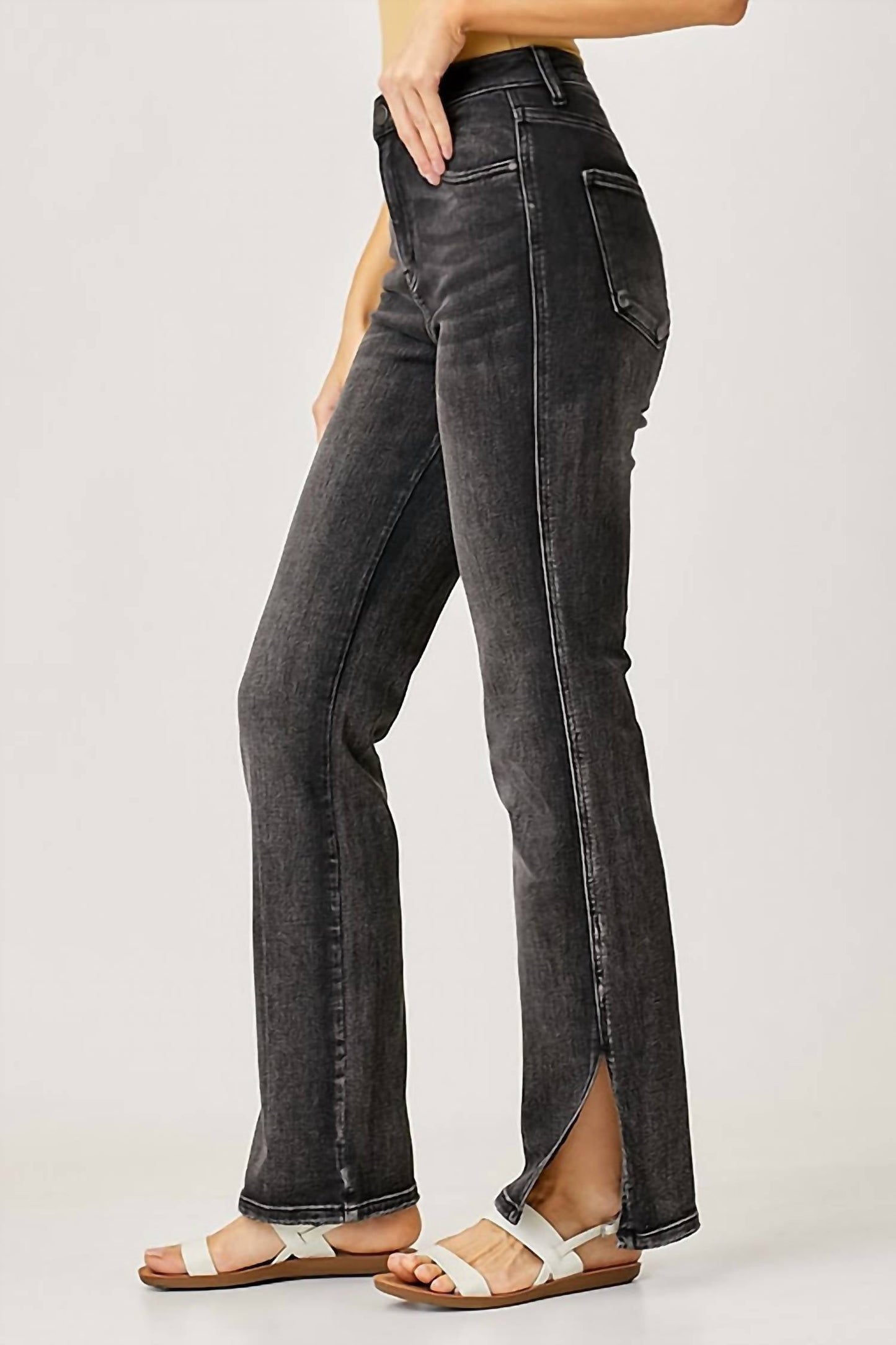 Risen - High Rise Straight Jean With Side Slit