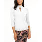 Thalia Sodi Women s Hardware Trim Mock Neck Top White Size Large