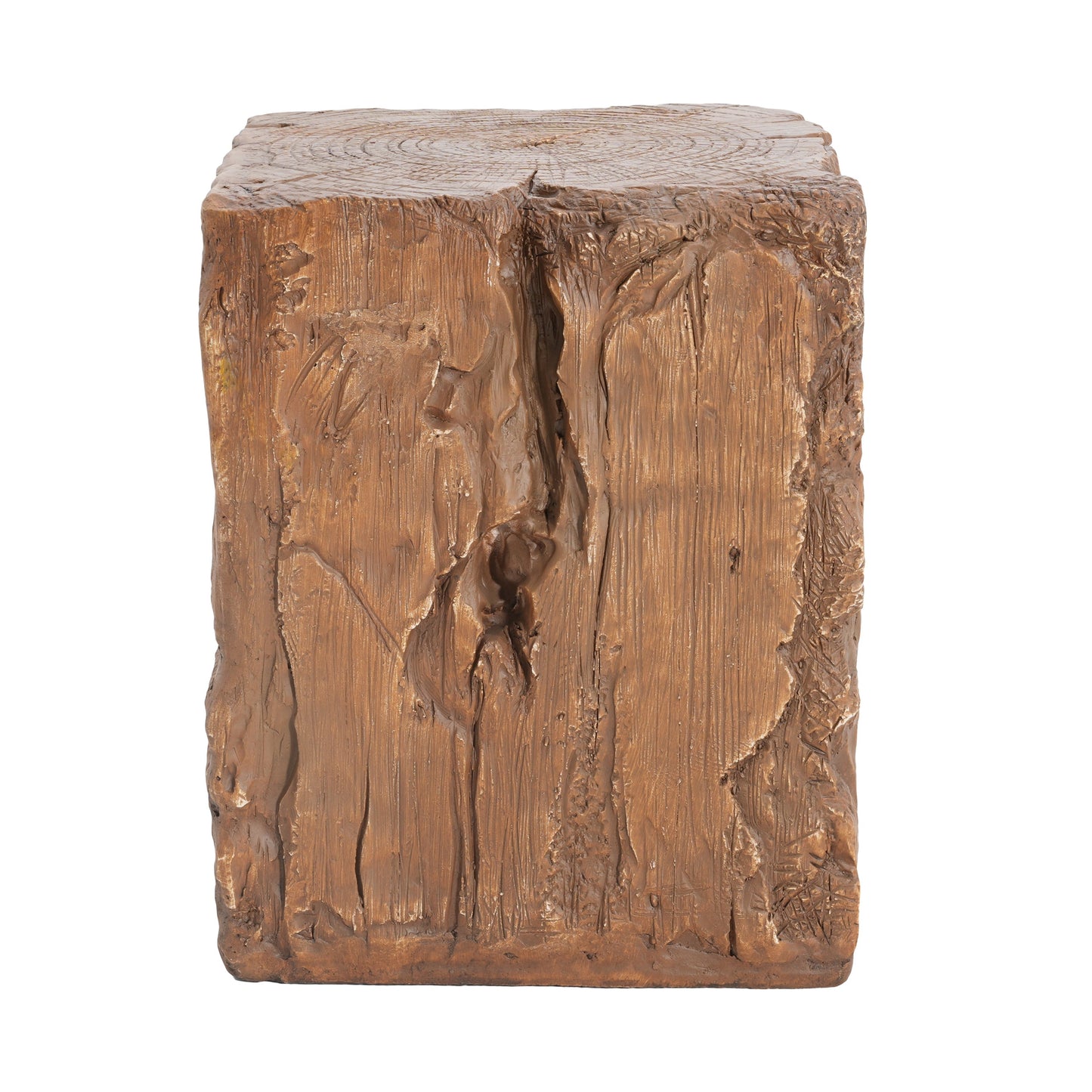 Amira Outdoor and Indoor Stump Shape MGO Side Table Brown Finish
