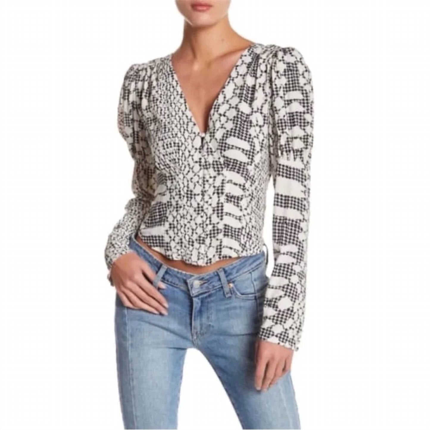 Free People - Sweet On You Cropped Button Down Print Blouse
