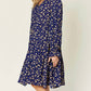 Double Take - Full Size Printed Ruffle Hem Long Sleeve Tiered Dress