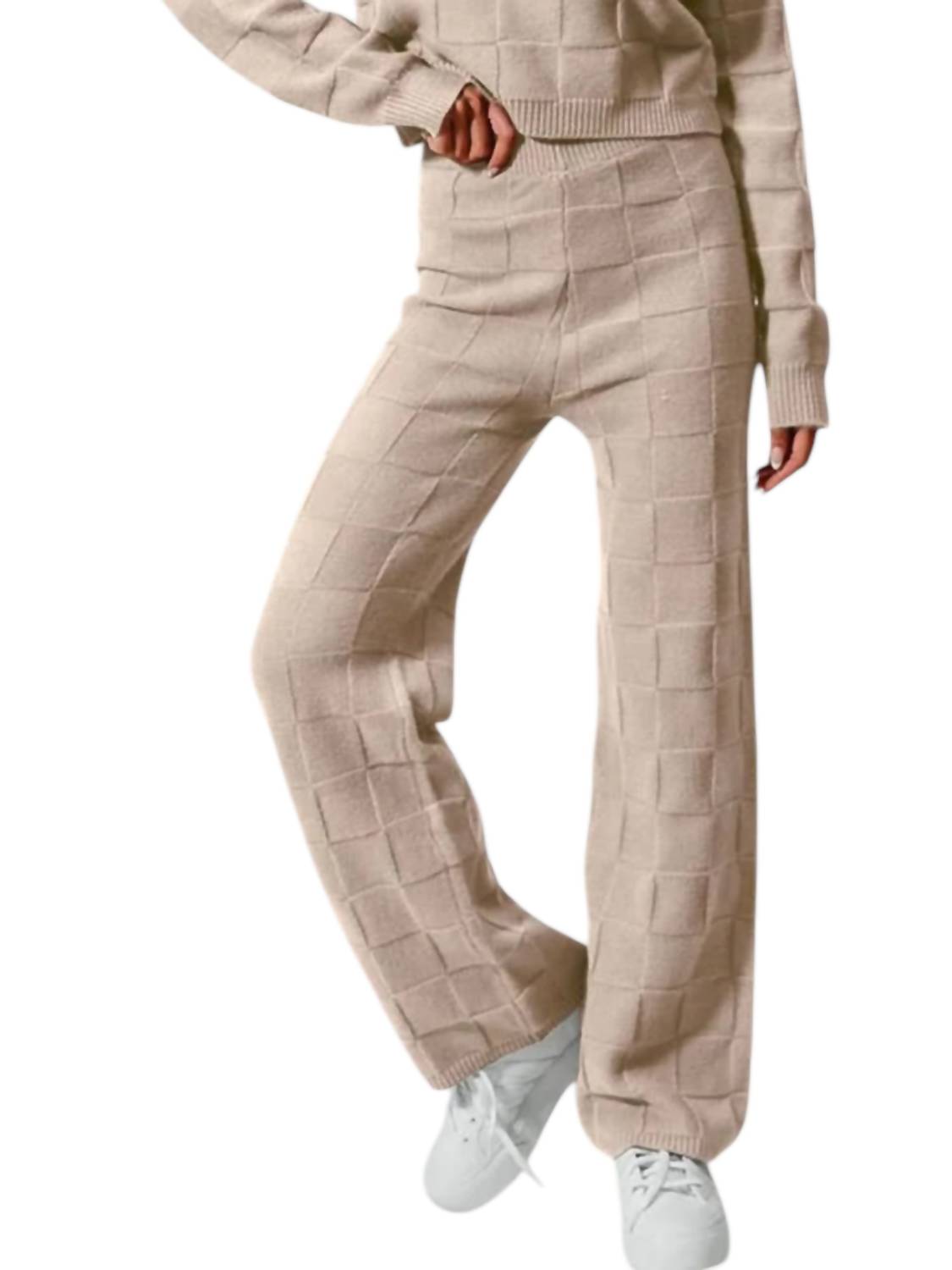Double Take - Checkered Round Neck Top And Pants Set