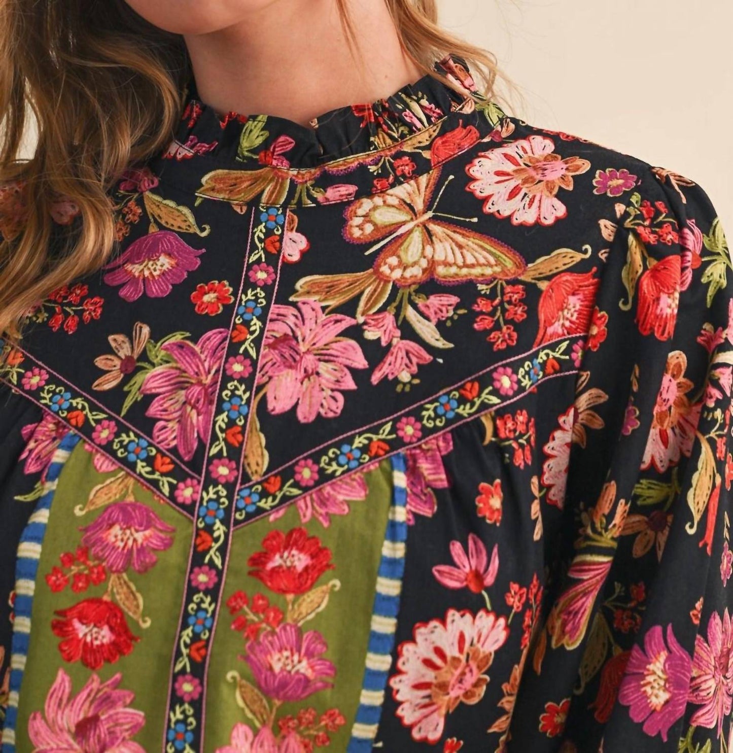 &Merci - Jacquard Floral Bordered Top