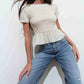 Daze - Chloe Smocked Puff Sleeve Blouse