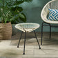 Nusa Modern Rattan Side Table With Tempered Glass Top