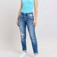 Judy Blue - Mid Rise Button Fly Distressed Boyfriend Jeans