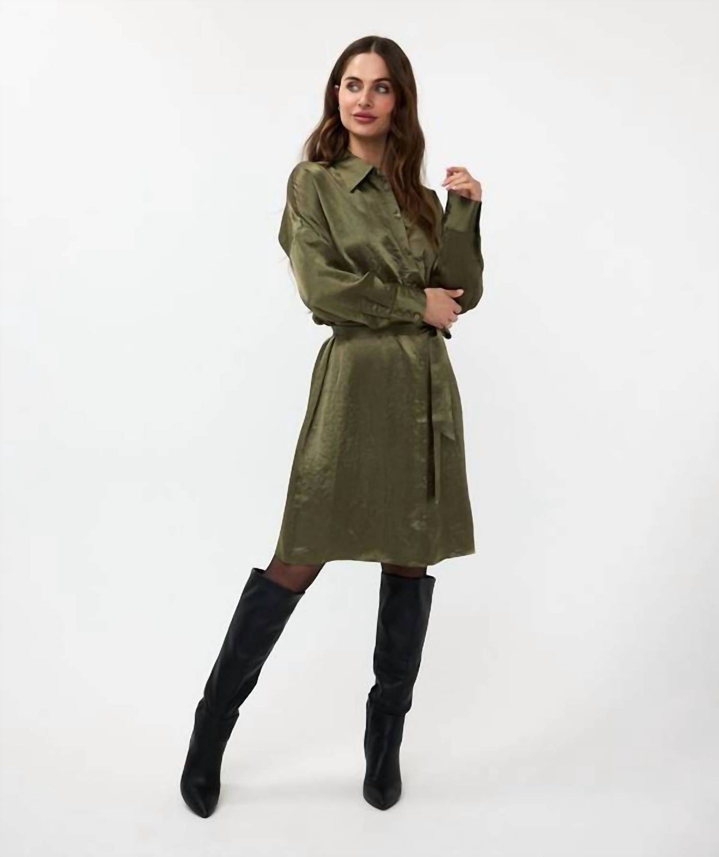 Esqualo - Crushed satin midi dress
