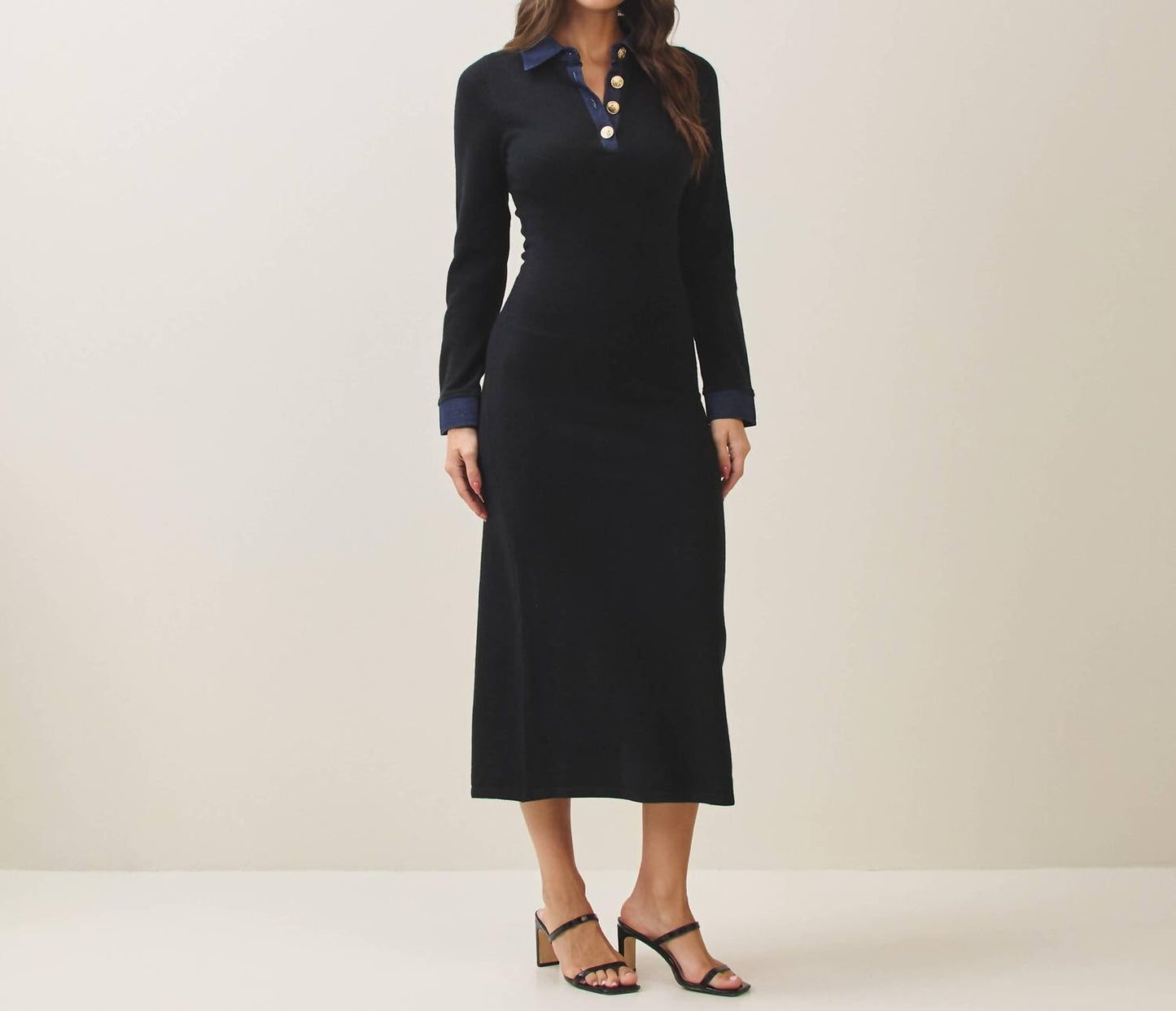 Able - Women's Denim Trim Knit Dress