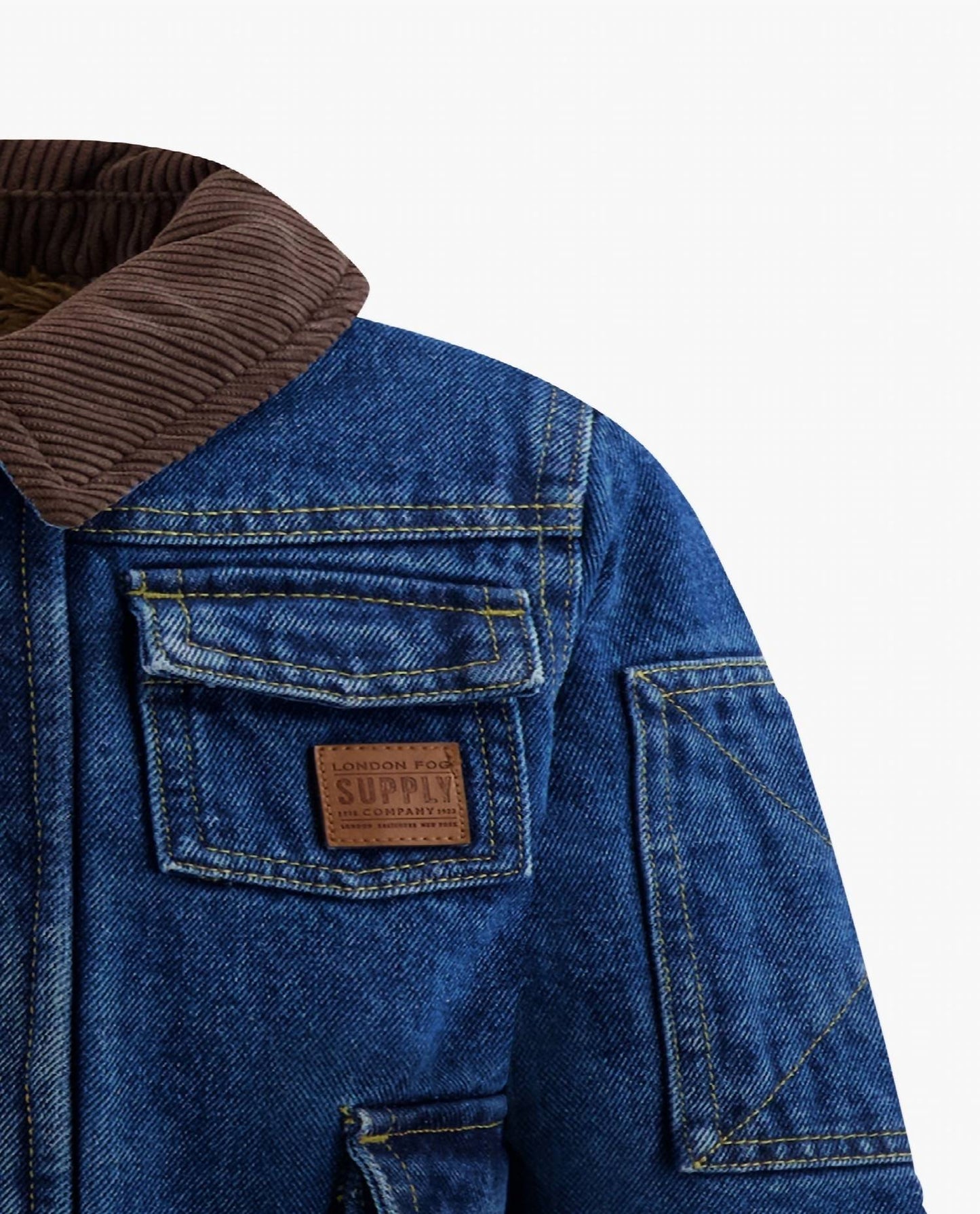 London Fog - Baby Boys Button-front Collared Utility Barn Coat