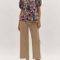 Entro - Floral Print Short Sleeve Tiered Detail Blouse