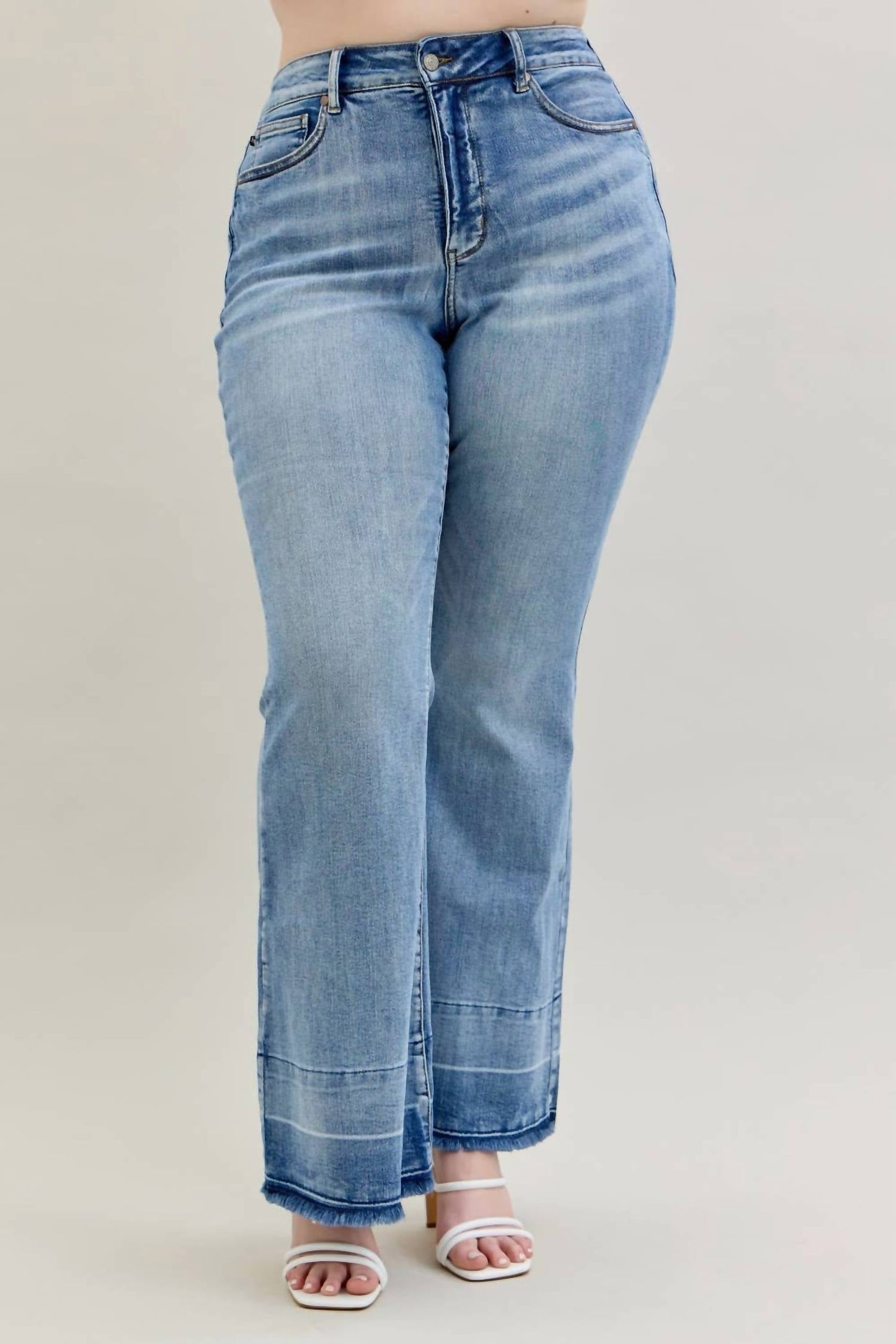 Judy Blue - High Waist Tummy Control Release Hem Flare Stretchy Jeans - Plus