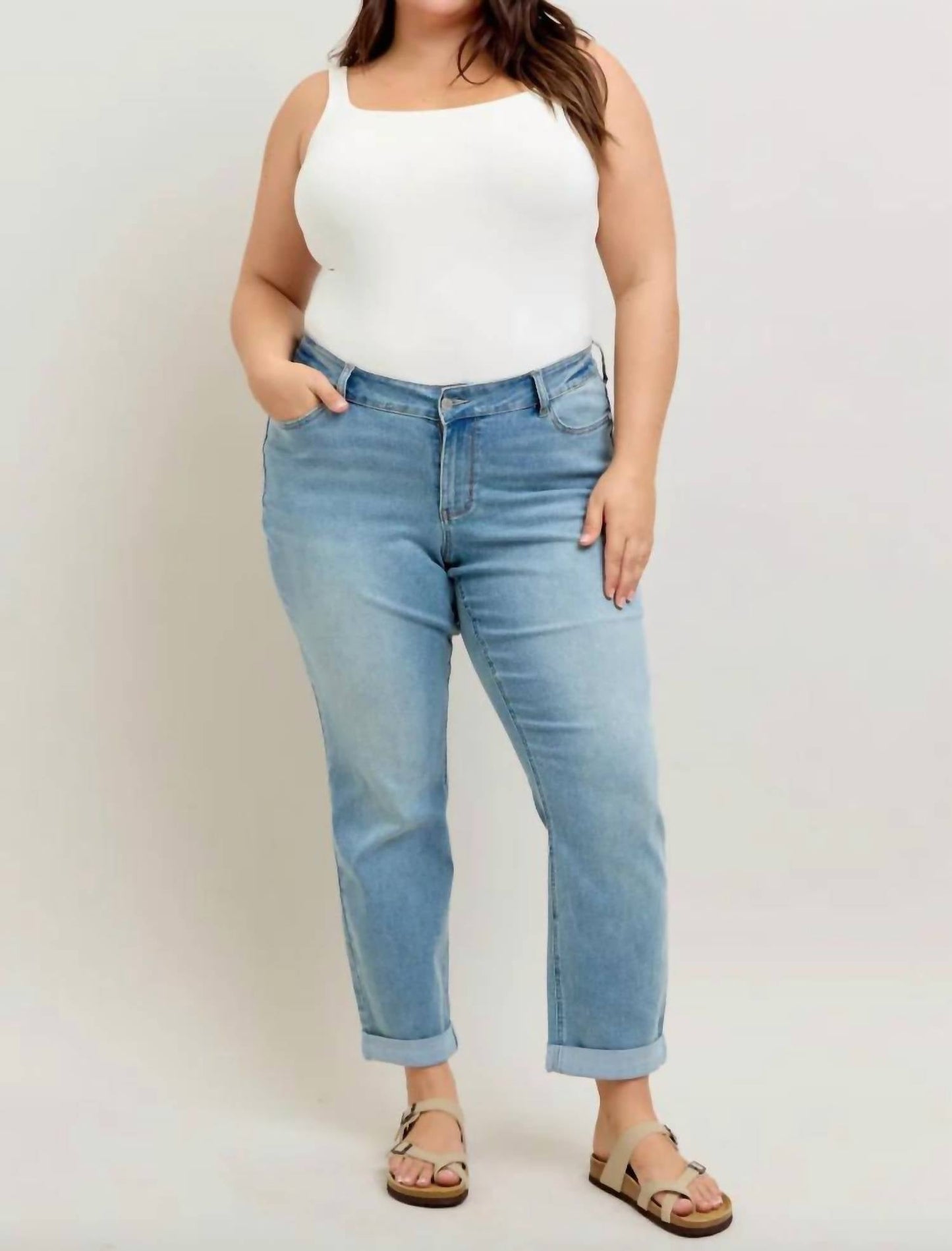 Judy Blue - Cool Denim Cuff Boyfriend Jeans