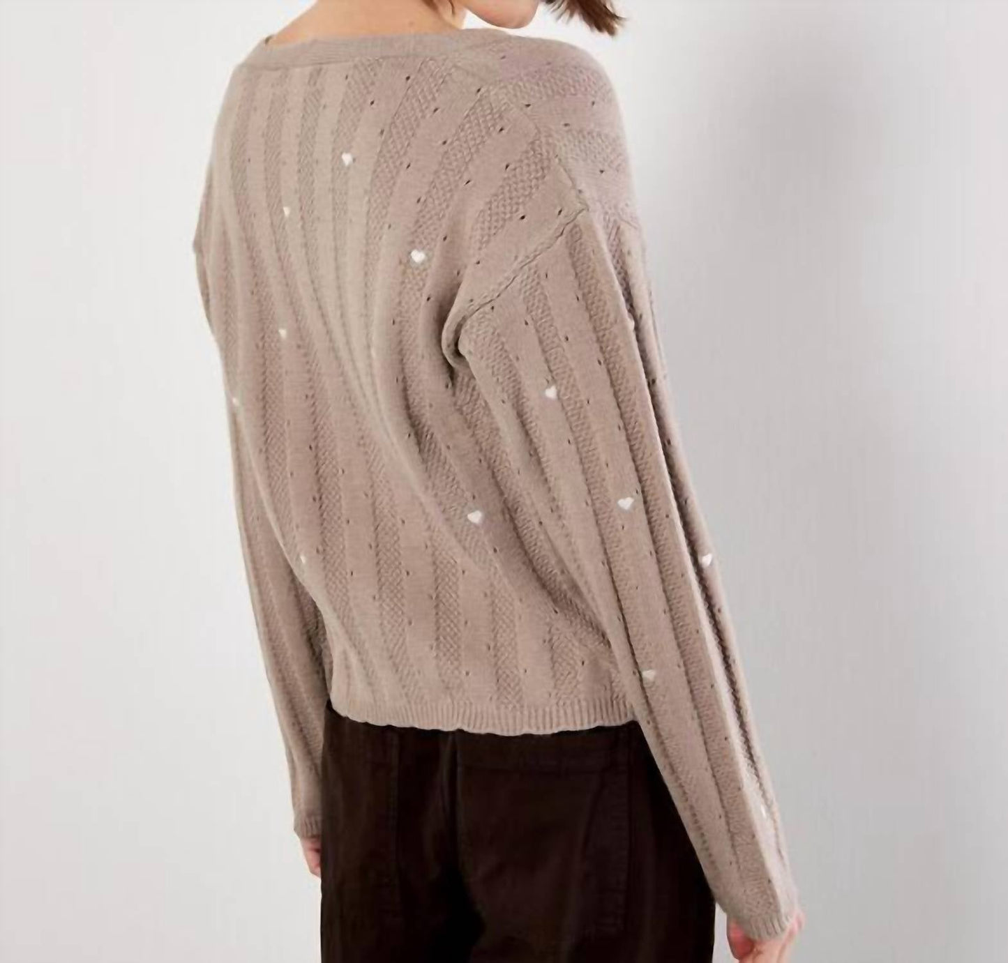 Apricot - Embroidered Hearts Cardigan