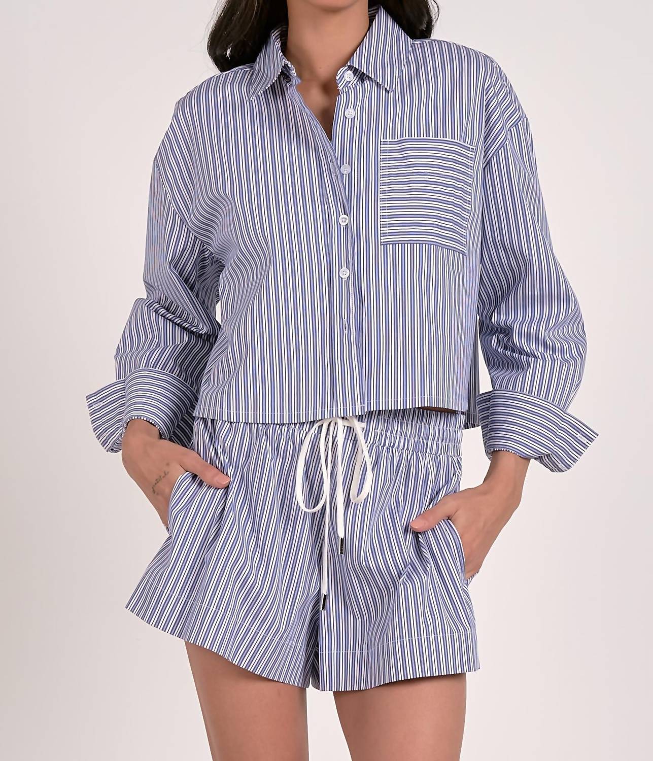 Elan - Button Down Crop Top