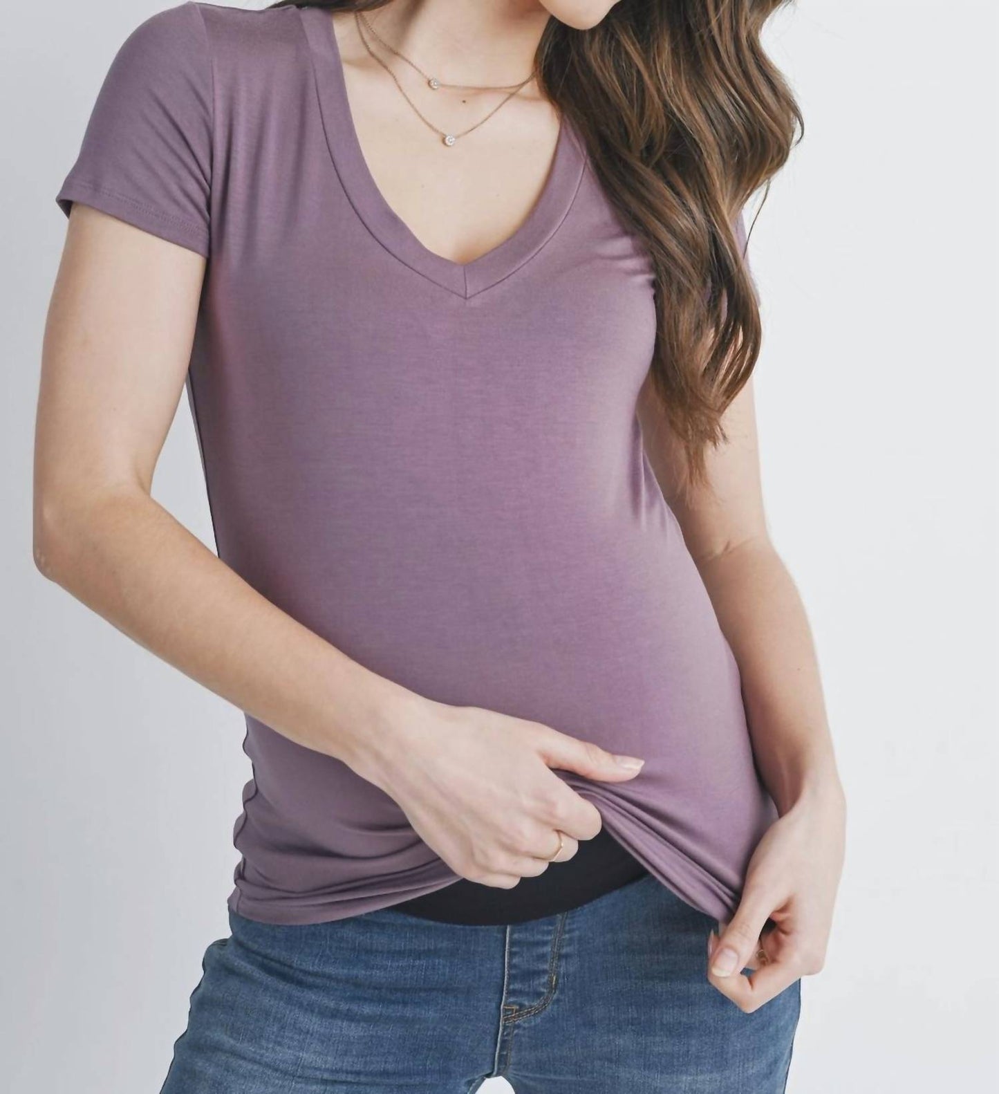 Hello Miz - Ruched Short Sleeve Maternity T-Shirt