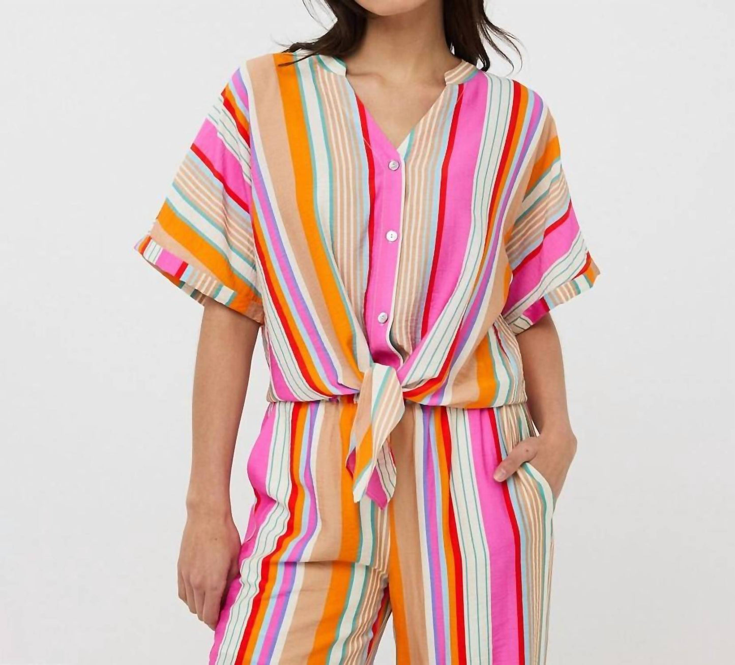 Esqualo - Striped knot blouse