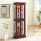 Lighted Curio Cabinet With Adjustable Shelves and Mirrored Back Panel