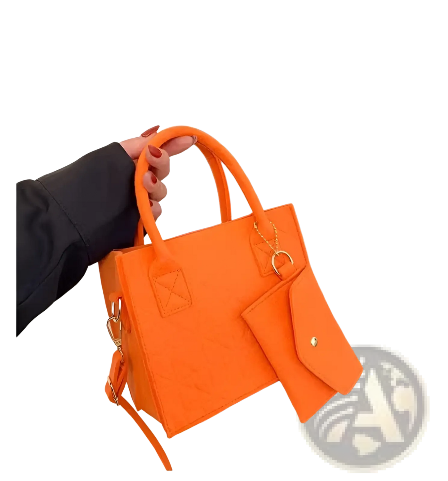 Felt Handbag Set with Matching Wallet and Strap