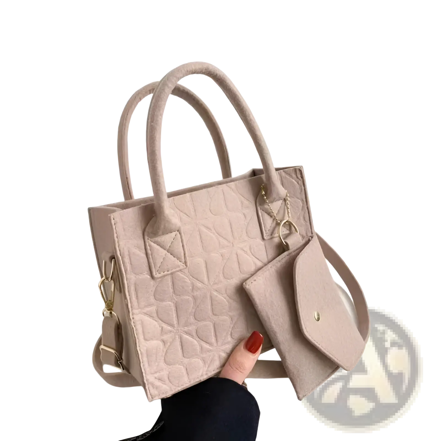 Felt Handbag Set with Matching Wallet and Strap
