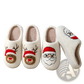 Festive Embroidered Santa and Reindeer Winter Slippers