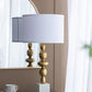 D15x29.5' Gold and White Table Lamp with Round Four Tiered Body