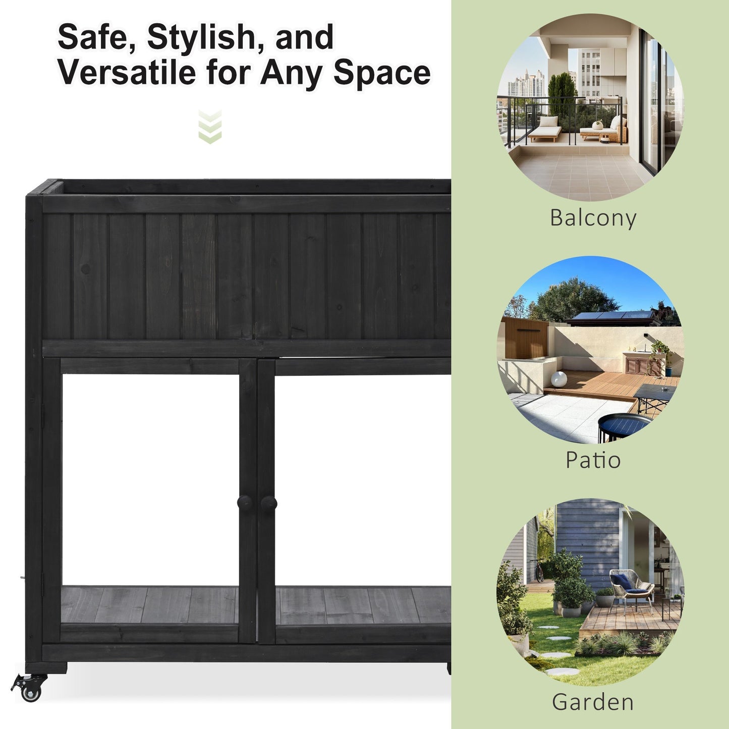 TOPMAX Patio Mini Wood Cold Frame Greenhouse with Wheels
