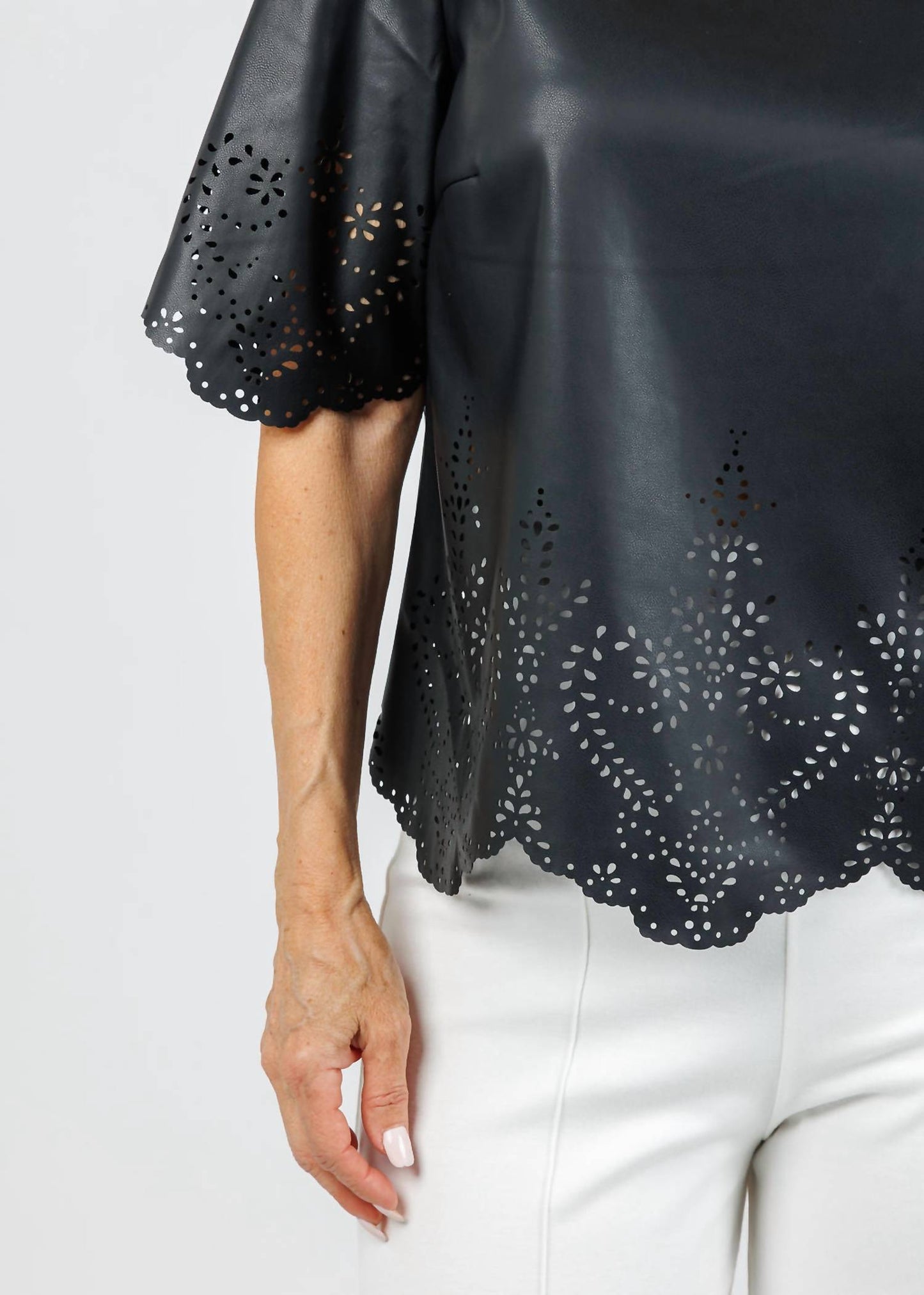 Oui - Women's Vegan Leather Top