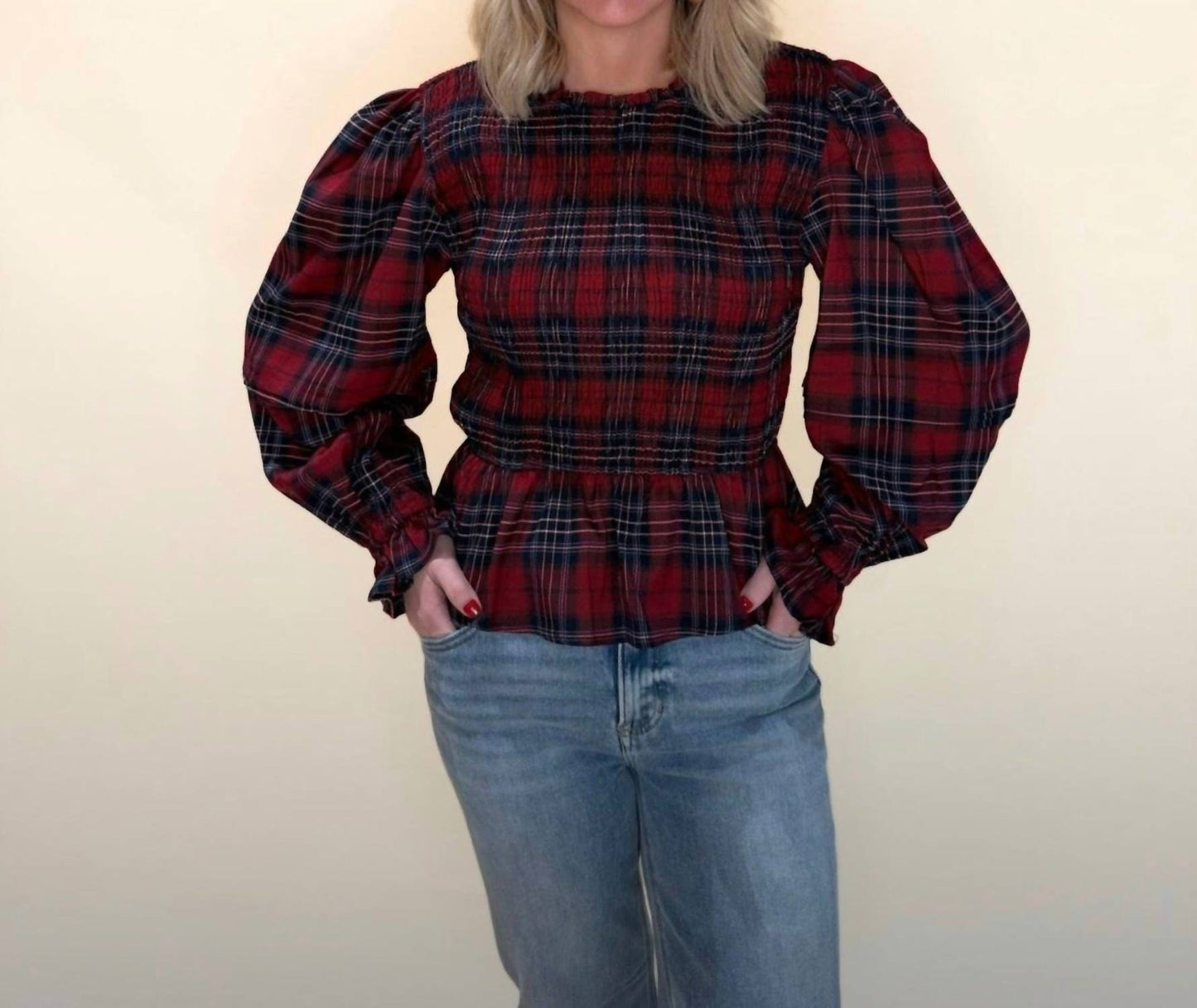 &Merci - Halia Puff Sleeve Peplum Top