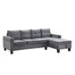 Modern Sectional Sofa Set with L Shape Chaise Lounge and Storage in Grey Velvet Fabric