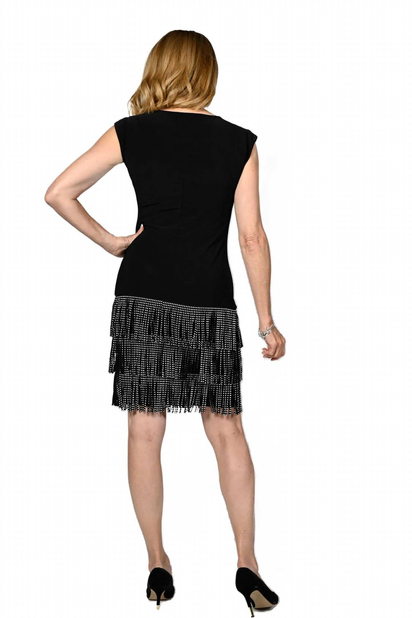 Frank Lyman - Beaded Fringe Knit Dress