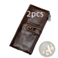 First Layer Cowhide Leather Zipper Tri-fold Wallet