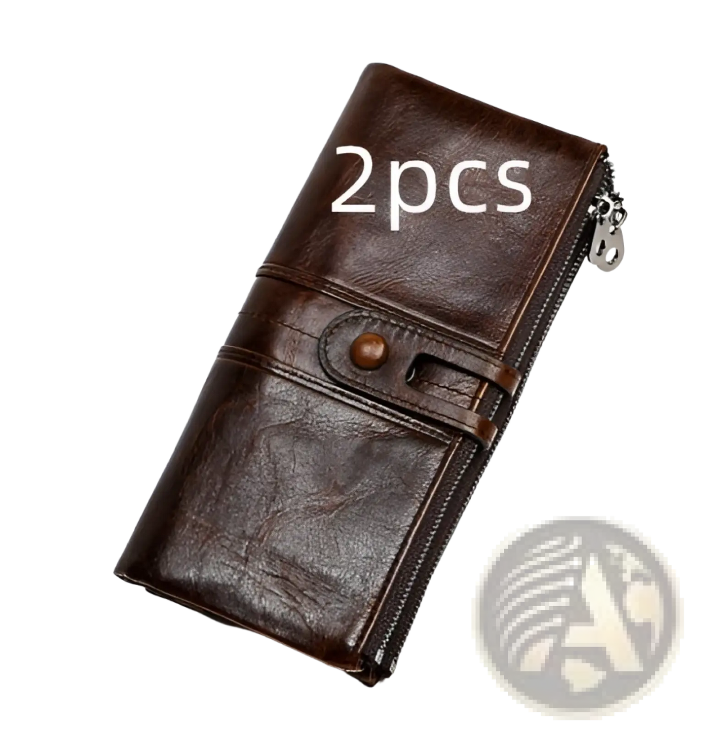 First Layer Cowhide Leather Zipper Tri-fold Wallet