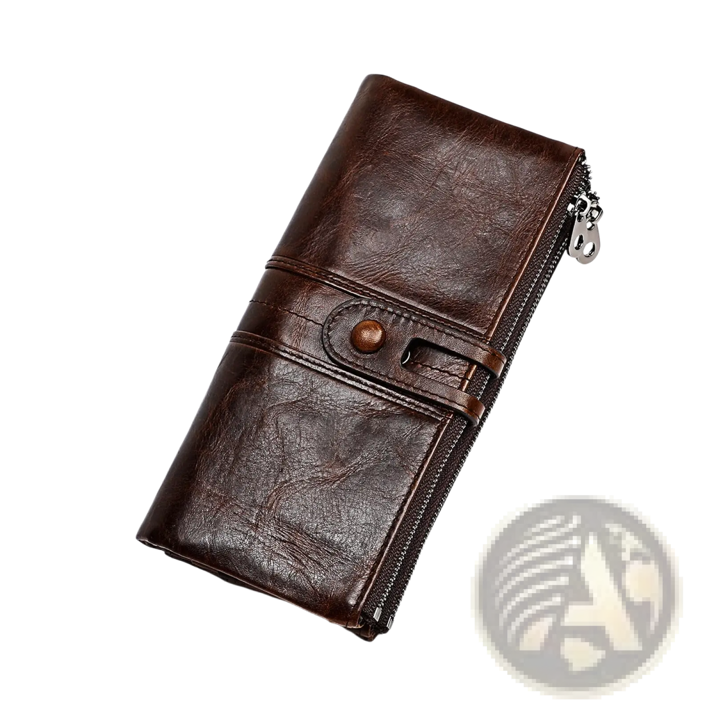 First Layer Cowhide Leather Zipper Tri-fold Wallet