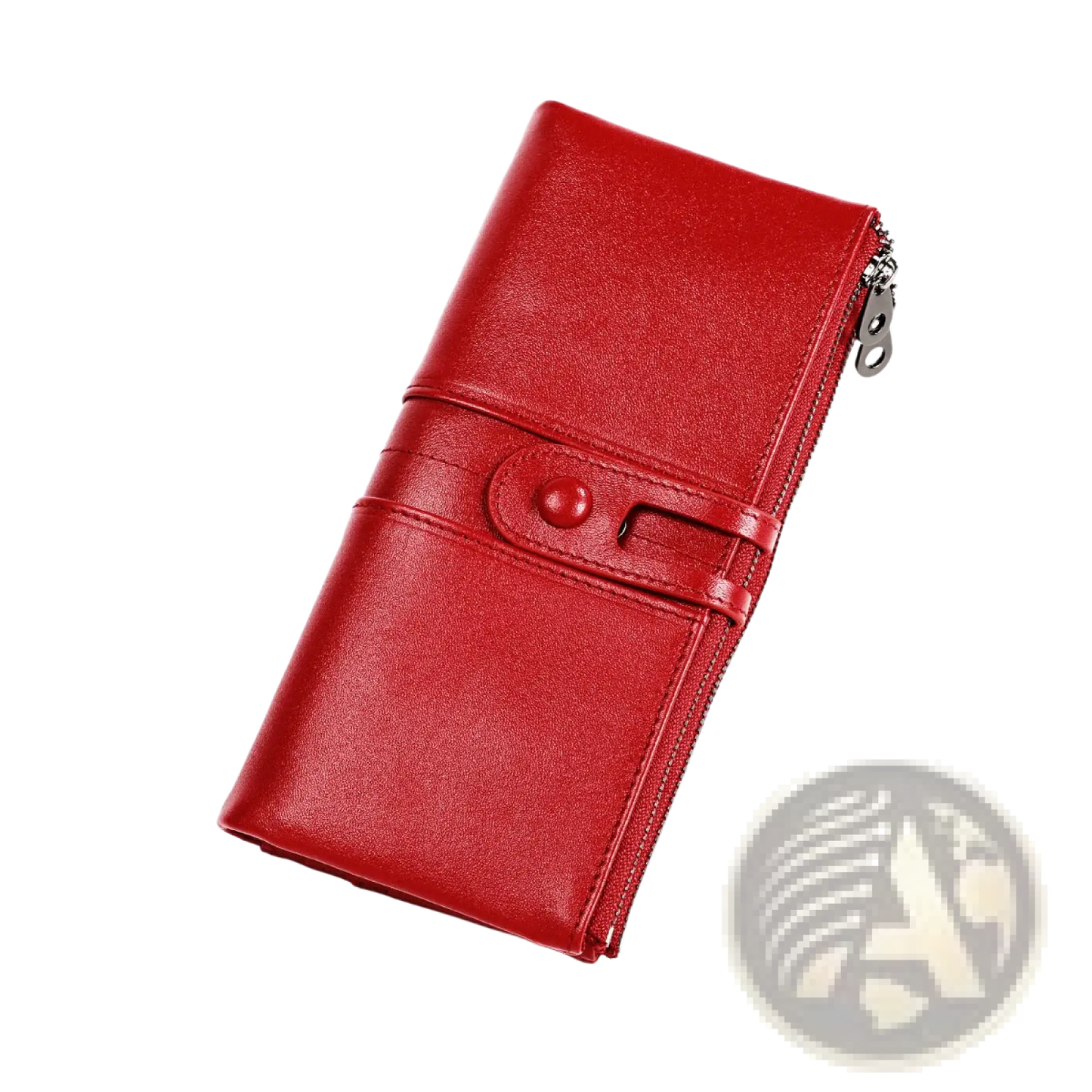 First Layer Cowhide Leather Zipper Tri-fold Wallet