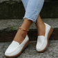 Women's Slip on Pu Leather Loafers with Contrast Stitching