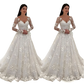 Floral Appliqué Long Sleeve Lace Wedding Gown