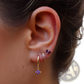 Floral and Butterfly Gold Hoop Earring Set with Gemstones