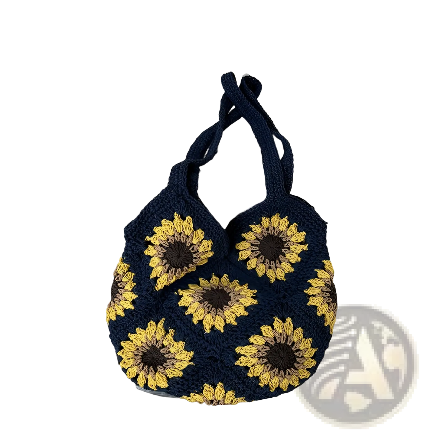 Floral Crochet Woven Shoulder Tote Bag
