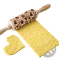 Floral Embossed Beech Wood Rolling Pin for Baking