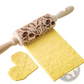 Floral Embossed Beech Wood Rolling Pin for Baking