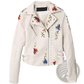 Floral Embroidered Studded Leather Moto Jacket