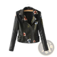 Floral Embroidered Studded Leather Moto Jacket