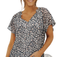 Floral Flutter Sleeve v Neck Summer Blouse
