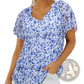 Floral Flutter Sleeve v Neck Summer Blouse