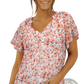 Floral Flutter Sleeve v Neck Summer Blouse